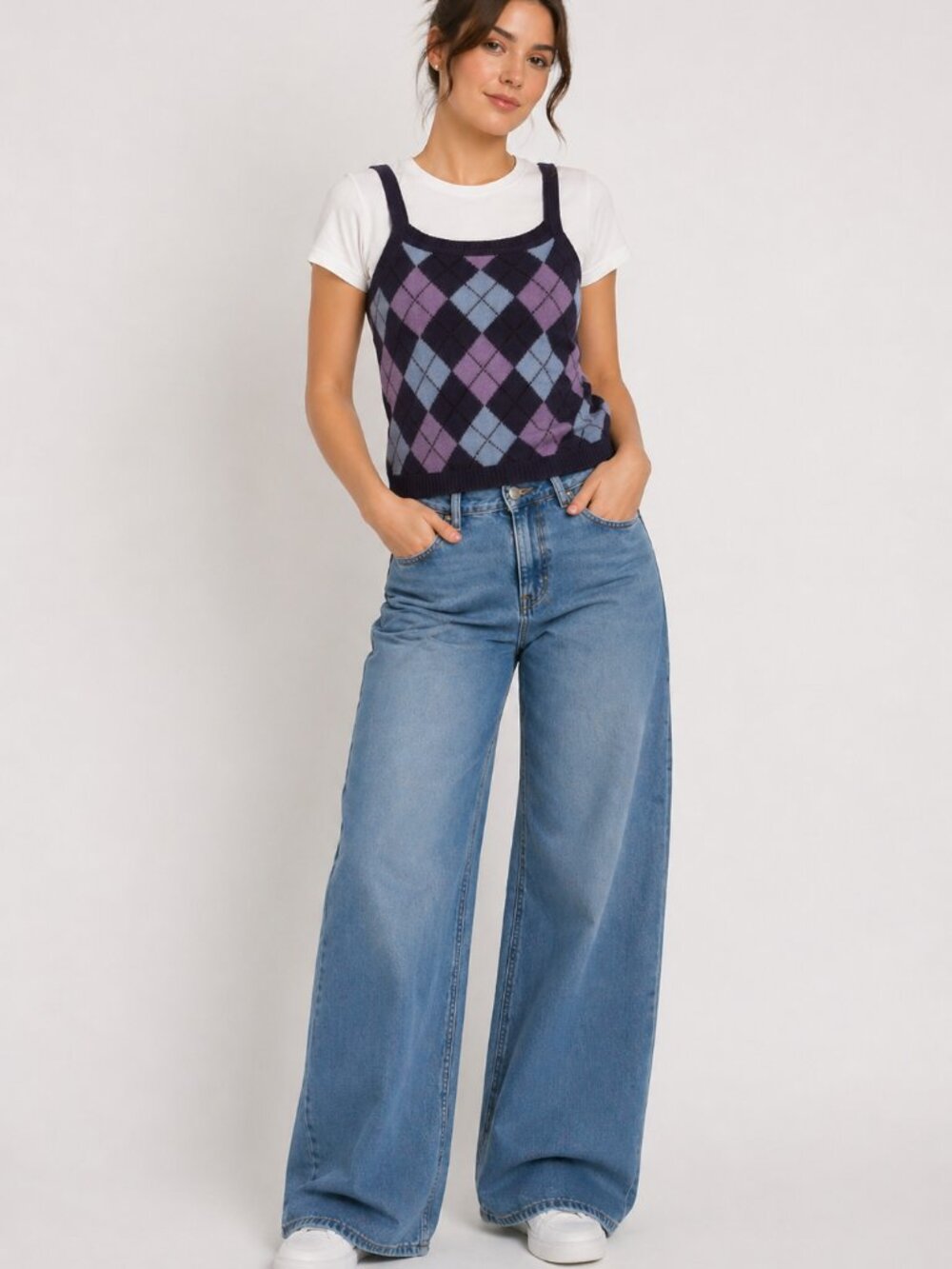 90s Argyle Sweater Tank Vest | Tagged Medium, Fits Small